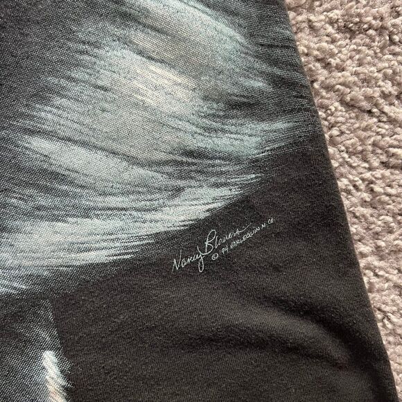 VTG 90s Wolves Wolf Nature Moon All Over Print T Shirt Sz Large Black Harlequin - Picture 6 of 8